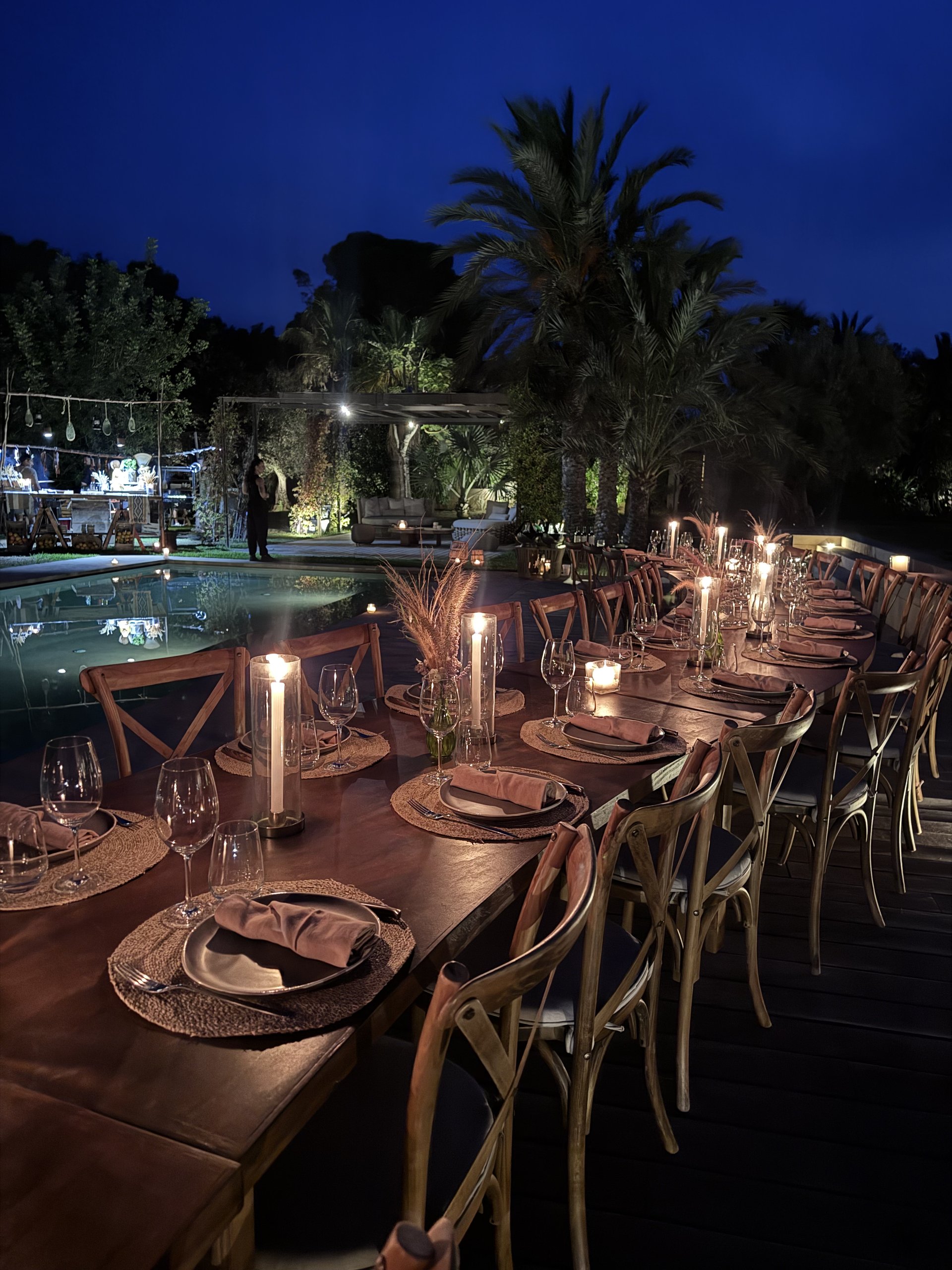 Poolside dinner